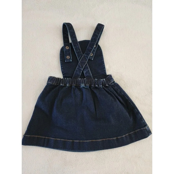Hanna Andersson Girls Denim Overall Dress Size 18 -24 Month With Diaper Cover - Picture 3 of 6